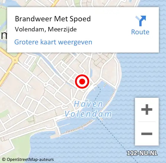 Locatie op kaart van de 112 melding: Brandweer Met Spoed Naar Volendam, Meerzijde op 12 maart 2016 18:52