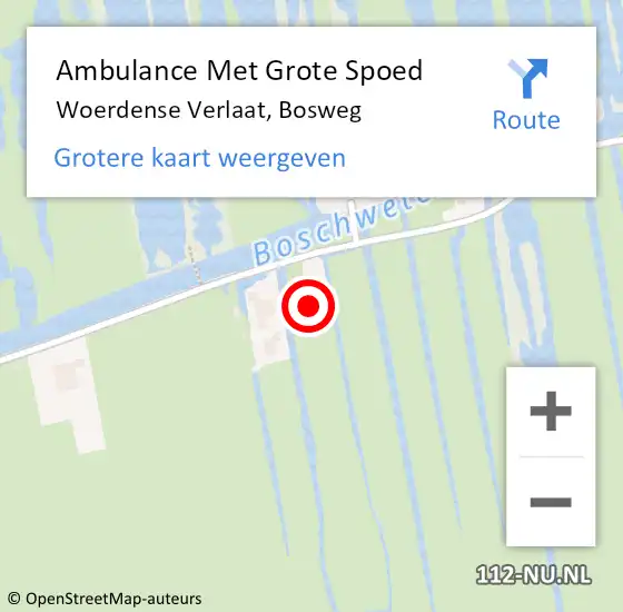 Locatie op kaart van de 112 melding: Ambulance Met Grote Spoed Naar Woerdense Verlaat, Bosweg op 12 maart 2016 18:54