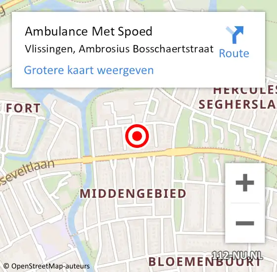 Locatie op kaart van de 112 melding: Ambulance Met Spoed Naar Vlissingen, Ambrosius Bosschaertstraat op 12 maart 2016 19:04