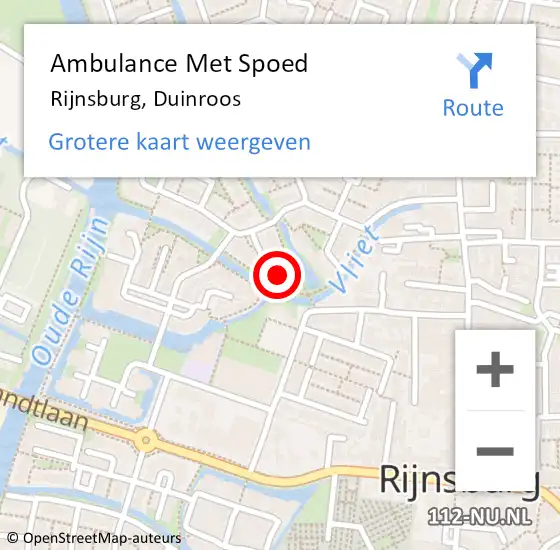 Locatie op kaart van de 112 melding: Ambulance Met Spoed Naar Rijnsburg, Duinroos op 12 maart 2016 20:09