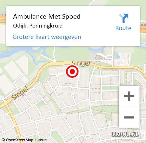 Locatie op kaart van de 112 melding: Ambulance Met Spoed Naar Odijk, Penningkruid op 12 maart 2016 20:43