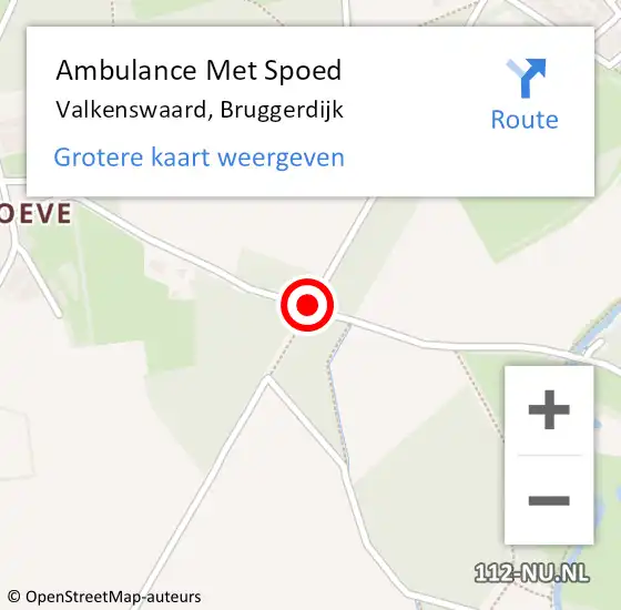 Locatie op kaart van de 112 melding: Ambulance Met Spoed Naar Valkenswaard, Bruggerdijk op 12 maart 2016 21:17