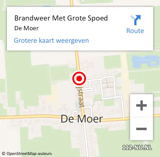 Locatie op kaart van de 112 melding: Brandweer Met Grote Spoed Naar De Moer op 12 maart 2016 21:31