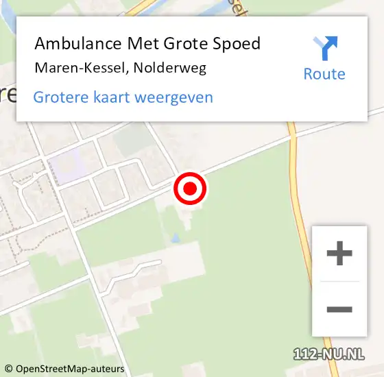 Locatie op kaart van de 112 melding: Ambulance Met Grote Spoed Naar Maren-Kessel, Nolderweg op 12 maart 2016 23:23