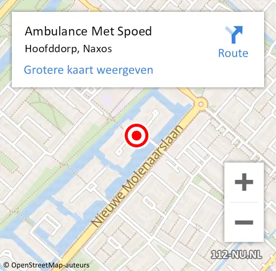 Locatie op kaart van de 112 melding: Ambulance Met Spoed Naar Hoofddorp, Naxos op 13 maart 2016 01:12