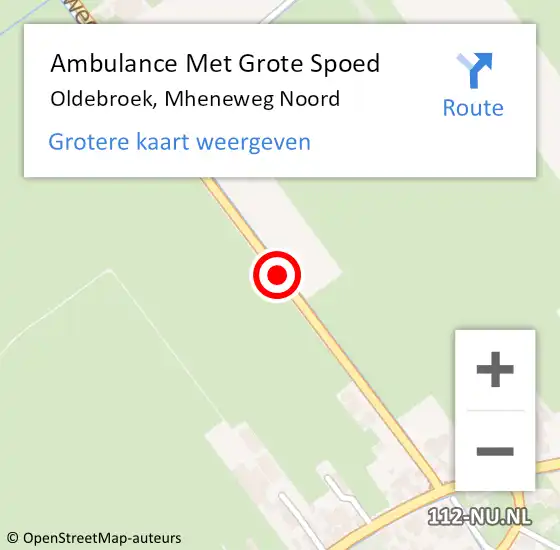 Locatie op kaart van de 112 melding: Ambulance Met Grote Spoed Naar Oldebroek, Mheneweg Noord op 13 maart 2016 01:20