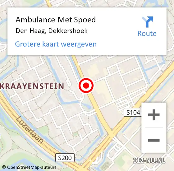Locatie op kaart van de 112 melding: Ambulance Met Spoed Naar Den Haag, Dekkershoek op 13 maart 2016 01:37