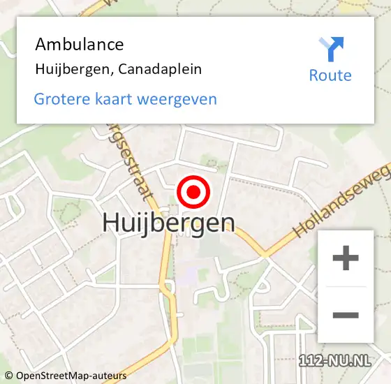 Locatie op kaart van de 112 melding: Ambulance Huijbergen, Canadaplein op 8 december 2013 18:50