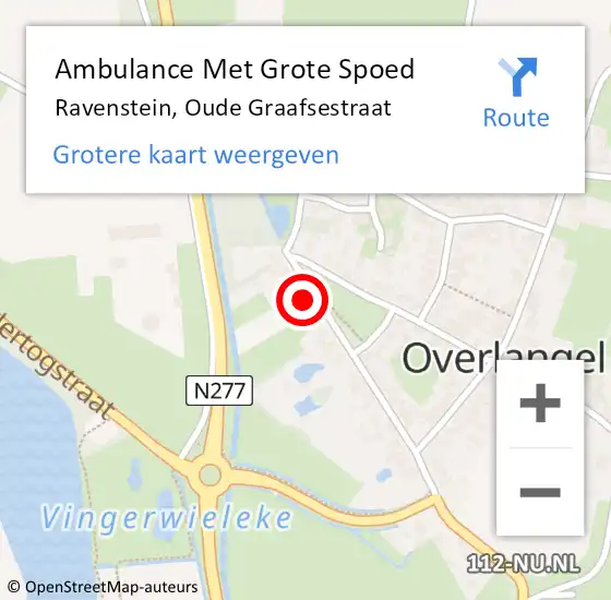 Locatie op kaart van de 112 melding: Ambulance Met Grote Spoed Naar Ravenstein, Oude Graafsestraat op 13 maart 2016 07:27