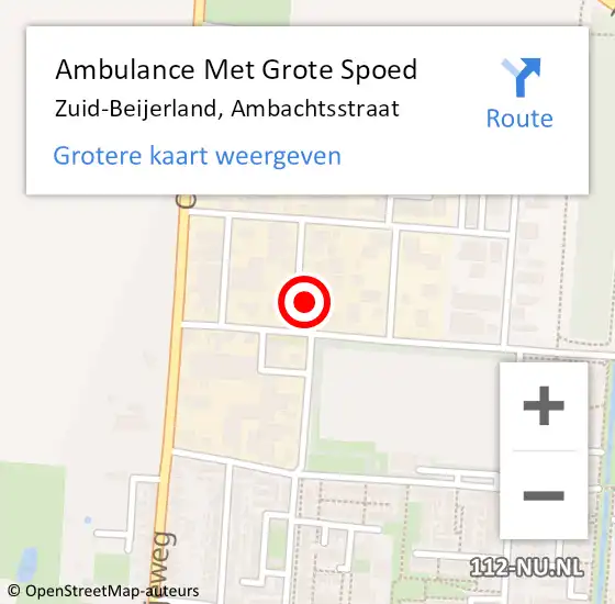 Locatie op kaart van de 112 melding: Ambulance Met Grote Spoed Naar Zuid-Beijerland, Ambachtsstraat op 13 maart 2016 07:50