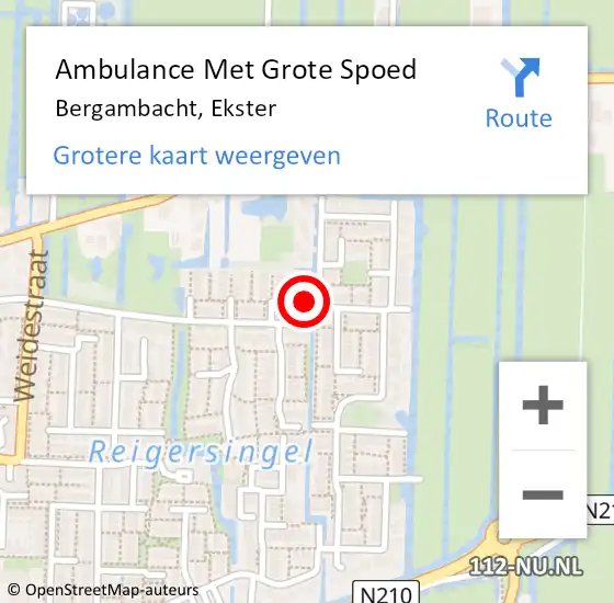 Locatie op kaart van de 112 melding: Ambulance Met Grote Spoed Naar Bergambacht, Ekster op 13 maart 2016 08:03