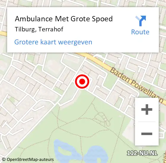 Locatie op kaart van de 112 melding: Ambulance Met Grote Spoed Naar Tilburg, Terrahof op 13 maart 2016 09:38