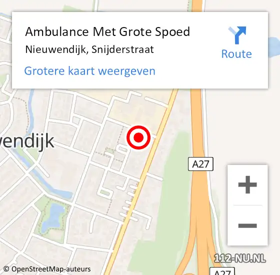 Locatie op kaart van de 112 melding: Ambulance Met Grote Spoed Naar Nieuwendijk, Snijderstraat op 13 maart 2016 10:25