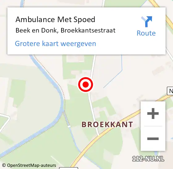 Locatie op kaart van de 112 melding: Ambulance Met Spoed Naar Beek en Donk, Broekkantsestraat op 13 maart 2016 10:40