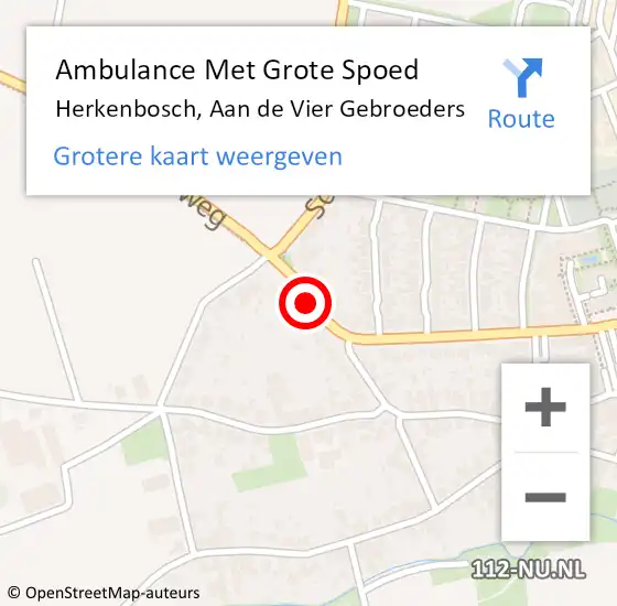 Locatie op kaart van de 112 melding: Ambulance Met Grote Spoed Naar Herkenbosch, Aan de Vier Gebroeders op 13 maart 2016 10:41