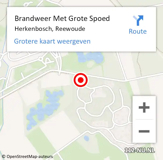 Locatie op kaart van de 112 melding: Brandweer Met Grote Spoed Naar Herkenbosch, Reewoude op 13 maart 2016 10:58