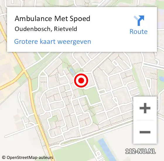 Locatie op kaart van de 112 melding: Ambulance Met Spoed Naar Oudenbosch, Rietveld op 13 maart 2016 11:02