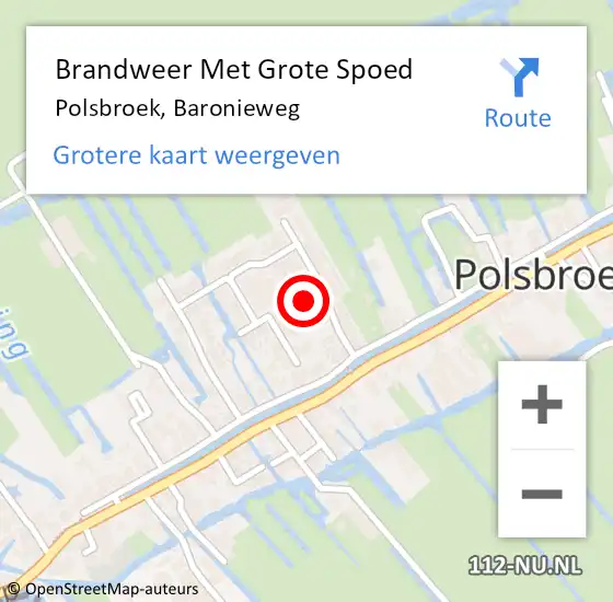 Locatie op kaart van de 112 melding: Brandweer Met Grote Spoed Naar Polsbroek, Baronieweg op 13 maart 2016 11:45