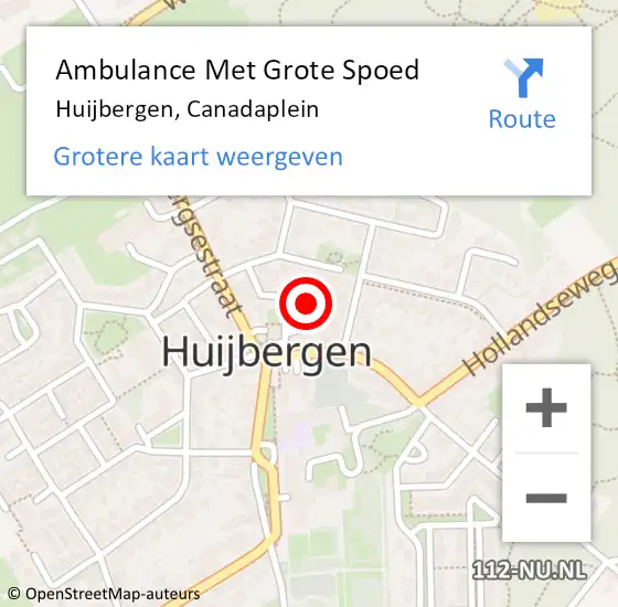 Locatie op kaart van de 112 melding: Ambulance Met Grote Spoed Naar Huijbergen, Canadaplein op 8 december 2013 19:23