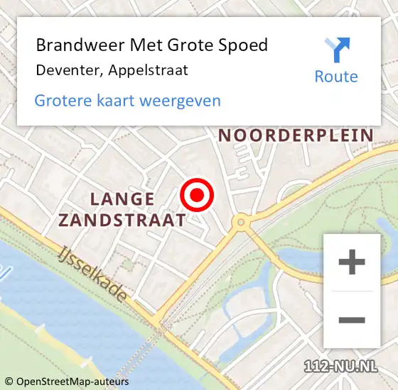 Locatie op kaart van de 112 melding: Brandweer Met Grote Spoed Naar Deventer, Appelstraat op 13 maart 2016 12:35