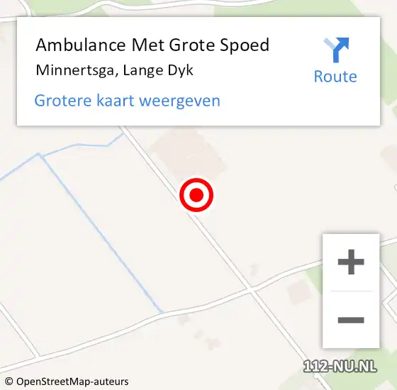 Locatie op kaart van de 112 melding: Ambulance Met Grote Spoed Naar Minnertsga, Lange Dyk op 13 maart 2016 13:50