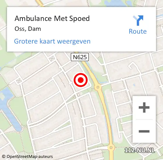 Locatie op kaart van de 112 melding: Ambulance Met Spoed Naar Oss, Dam op 13 maart 2016 14:03