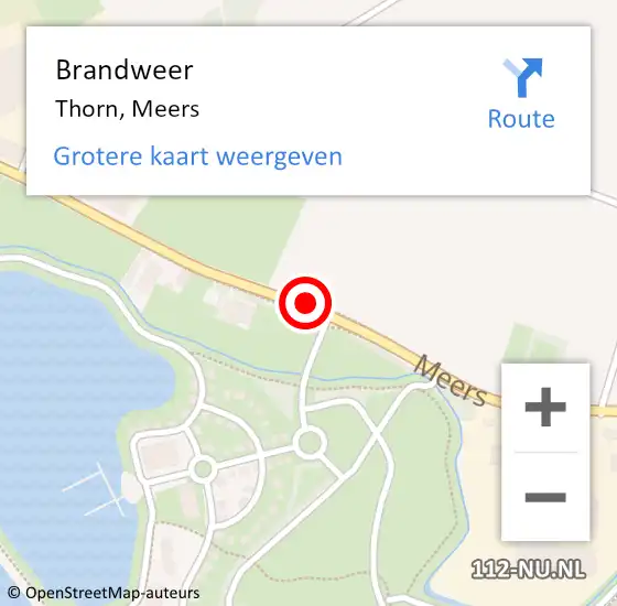 Locatie op kaart van de 112 melding: Brandweer Thorn, Meers op 13 maart 2016 14:33