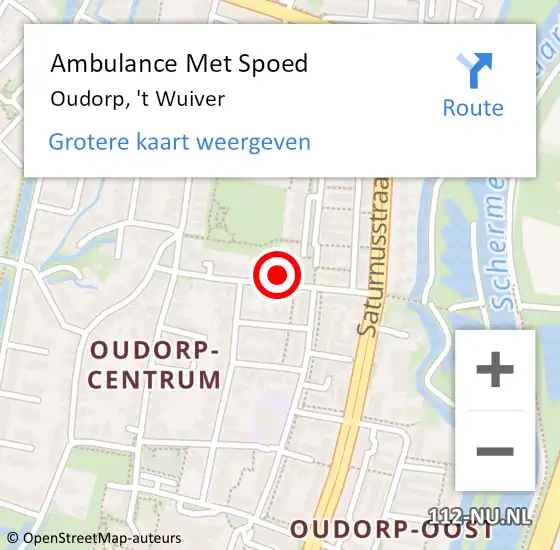 Locatie op kaart van de 112 melding: Ambulance Met Spoed Naar Oudorp, 't Wuiver op 13 maart 2016 14:46