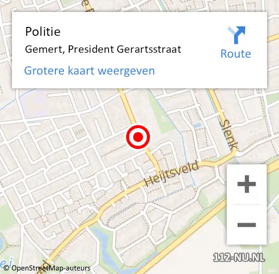 Locatie op kaart van de 112 melding: Politie Gemert, President Gerartsstraat op 13 maart 2016 15:56