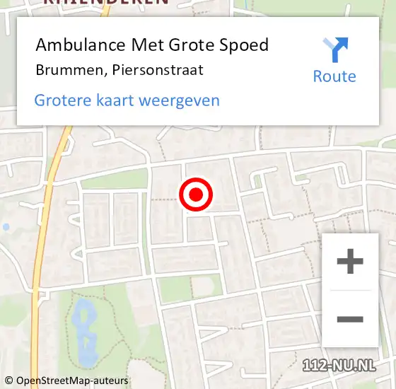 Locatie op kaart van de 112 melding: Ambulance Met Grote Spoed Naar Brummen, Piersonstraat op 13 maart 2016 16:02