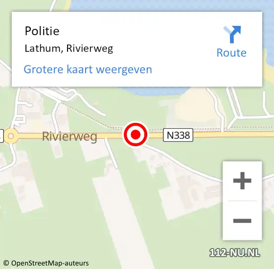 Locatie op kaart van de 112 melding: Politie Lathum, Rivierweg op 13 maart 2016 16:34