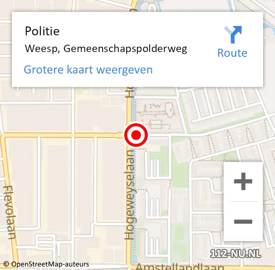 Locatie op kaart van de 112 melding: Politie Weesp, Gemeenschapspolderweg op 13 maart 2016 17:36