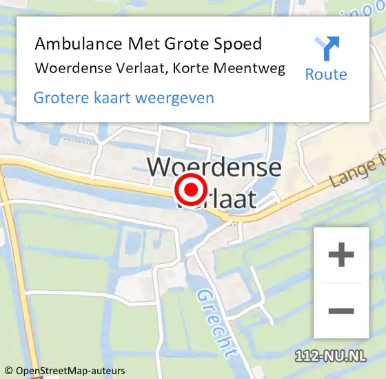 Locatie op kaart van de 112 melding: Ambulance Met Grote Spoed Naar Woerdense Verlaat, Korte Meentweg op 13 maart 2016 18:13