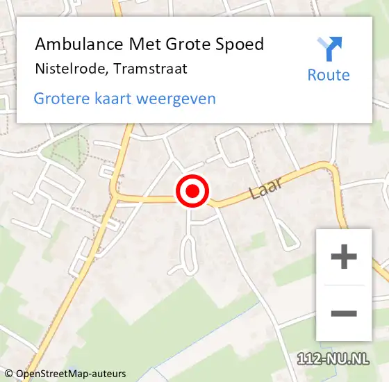 Locatie op kaart van de 112 melding: Ambulance Met Grote Spoed Naar Nistelrode, Tramstraat op 13 maart 2016 18:51