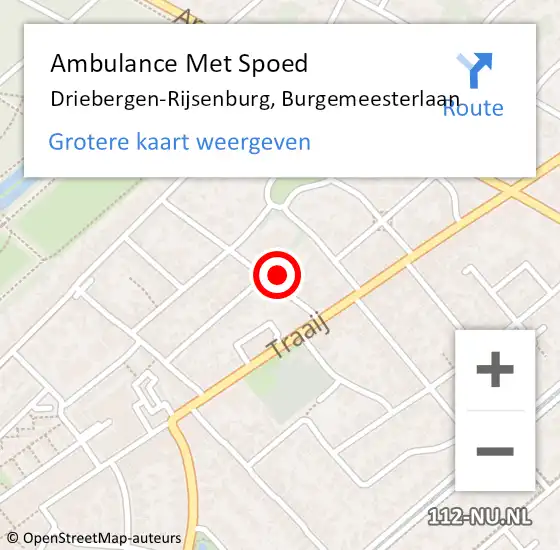 Locatie op kaart van de 112 melding: Ambulance Met Spoed Naar Driebergen-Rijsenburg, Burgemeesterlaan op 13 maart 2016 19:02