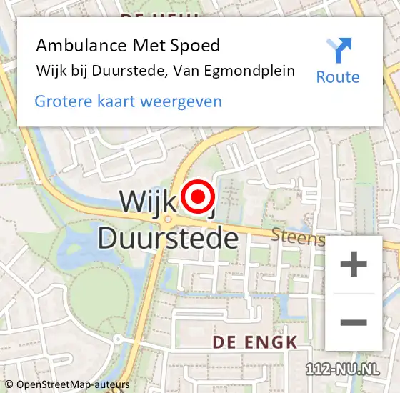 Locatie op kaart van de 112 melding: Ambulance Met Spoed Naar Wijk bij Duurstede, Van Egmondplein op 13 maart 2016 20:21