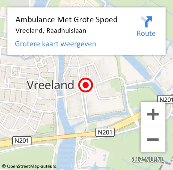 Locatie op kaart van de 112 melding: Ambulance Met Grote Spoed Naar Vreeland, Raadhuislaan op 13 maart 2016 20:28