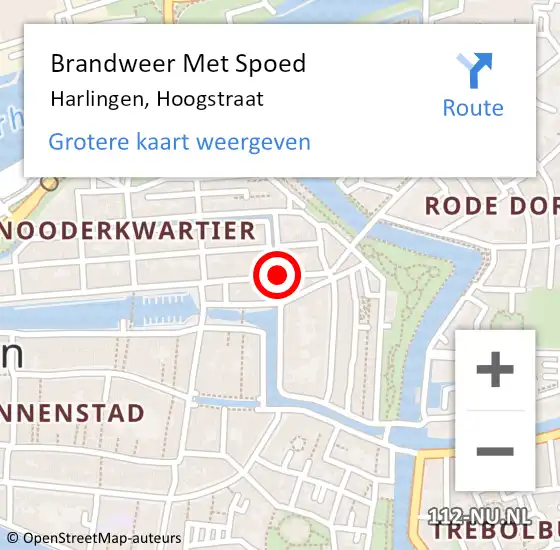 Locatie op kaart van de 112 melding: Brandweer Met Spoed Naar Harlingen, Hoogstraat op 13 maart 2016 20:58