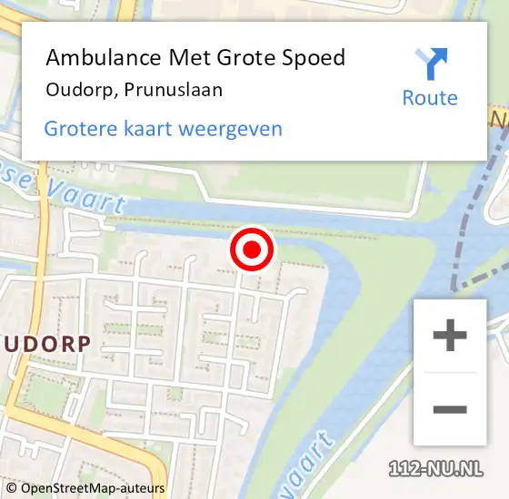 Locatie op kaart van de 112 melding: Ambulance Met Grote Spoed Naar Oudorp, Prunuslaan op 13 maart 2016 21:53