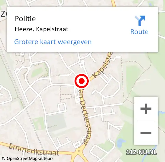 Locatie op kaart van de 112 melding: Politie Heeze, Kapelstraat op 13 maart 2016 21:55