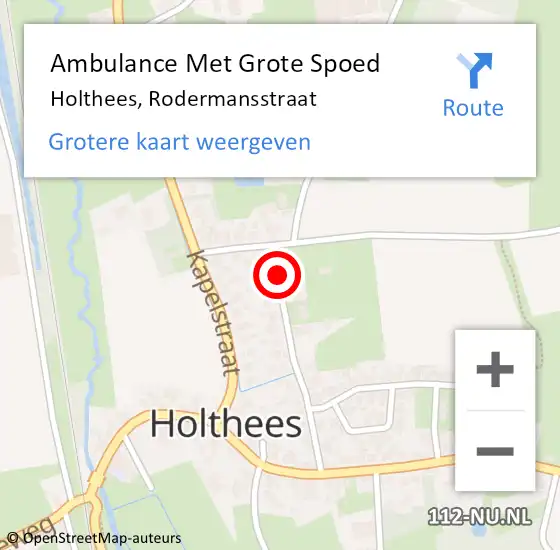 Locatie op kaart van de 112 melding: Ambulance Met Grote Spoed Naar Holthees, Rodermansstraat op 8 december 2013 20:41