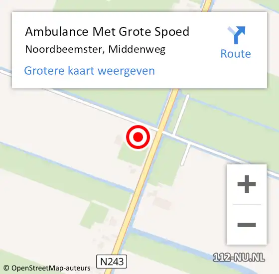 Locatie op kaart van de 112 melding: Ambulance Met Grote Spoed Naar Noordbeemster, Middenweg op 13 maart 2016 22:46