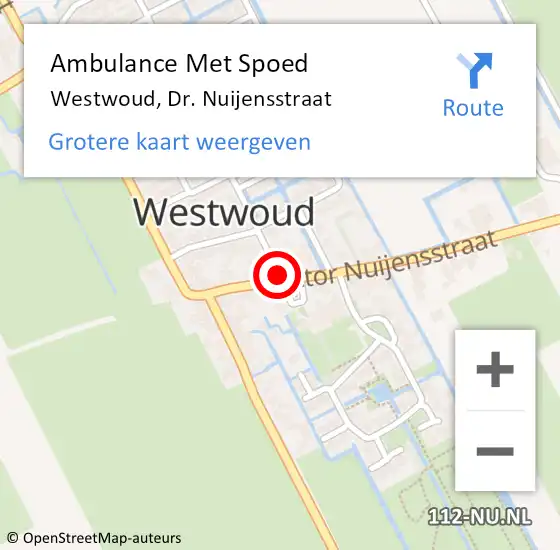 Locatie op kaart van de 112 melding: Ambulance Met Spoed Naar Westwoud, Dr. Nuijensstraat op 13 maart 2016 23:11