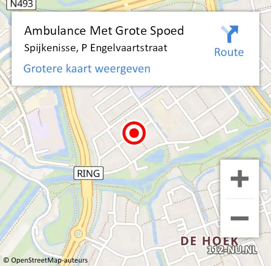 Locatie op kaart van de 112 melding: Ambulance Met Grote Spoed Naar Spijkenisse, P Engelvaartstraat op 14 maart 2016 01:05