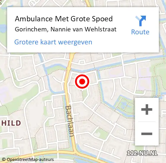 Locatie op kaart van de 112 melding: Ambulance Met Grote Spoed Naar Gorinchem, Nannie van Wehlstraat op 8 december 2013 20:50