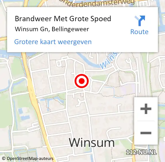 Locatie op kaart van de 112 melding: Brandweer Met Grote Spoed Naar Winsum Gn, Bellingeweer op 8 december 2013 20:51