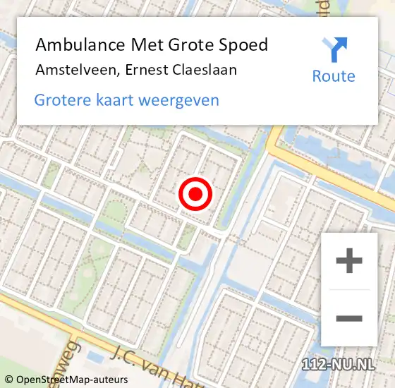 Locatie op kaart van de 112 melding: Ambulance Met Grote Spoed Naar Amstelveen, Ernest Claeslaan op 14 maart 2016 04:03