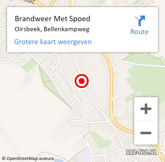 Locatie op kaart van de 112 melding: Brandweer Met Spoed Naar Oirsbeek, Bellenkampweg op 14 maart 2016 06:10