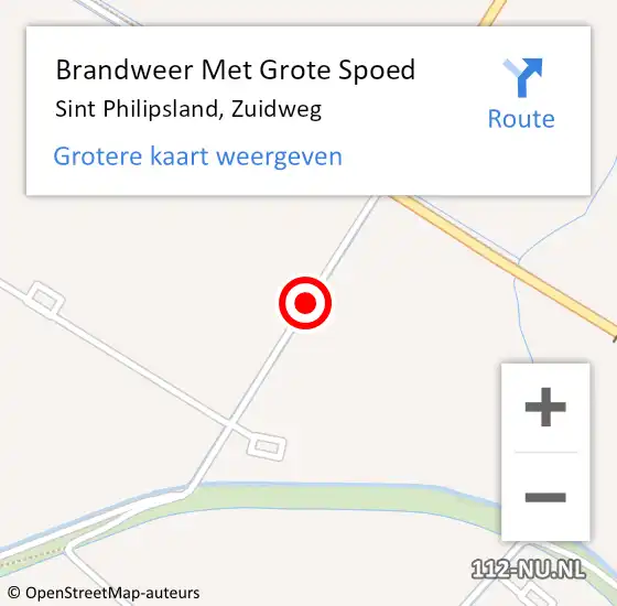 Locatie op kaart van de 112 melding: Brandweer Met Grote Spoed Naar Sint Philipsland, Zuidweg op 14 maart 2016 07:51