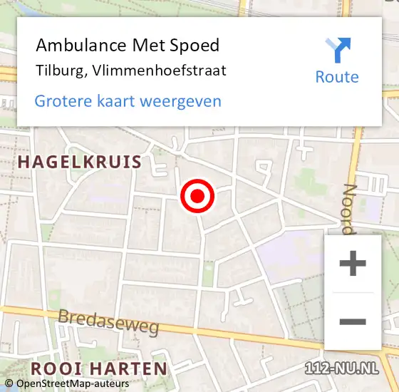 Locatie op kaart van de 112 melding: Ambulance Met Spoed Naar Tilburg, Terrahof op 14 maart 2016 08:20